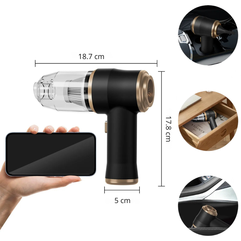 TurboMax akkus 2 az 1-ben kézi porszívó,könnyű tárolás, bárhol használható